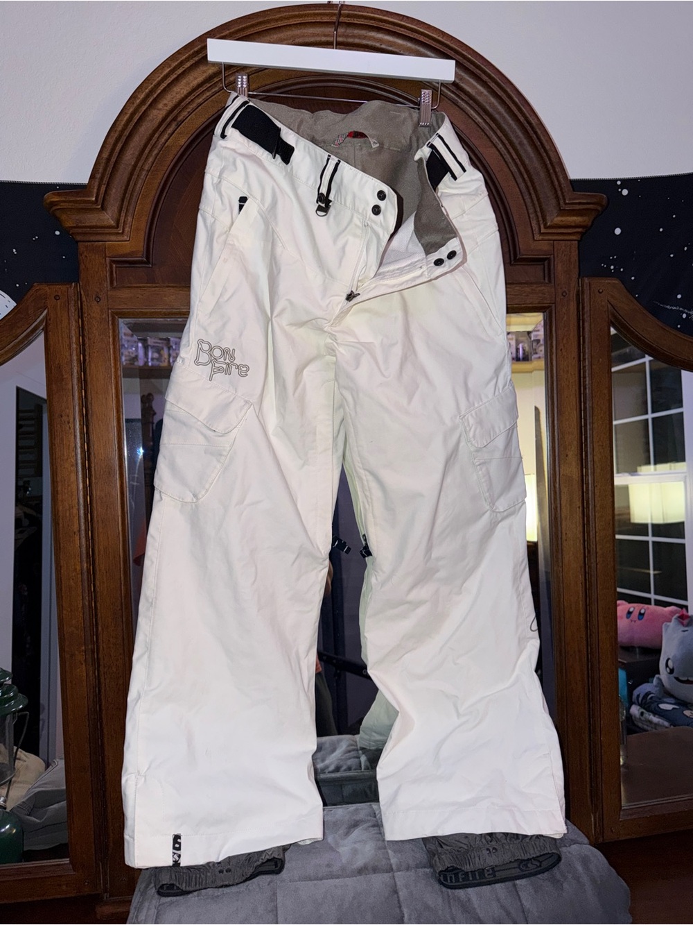 White Bonfire Women's Cargo Snow Pants - Insulated Winter Shell